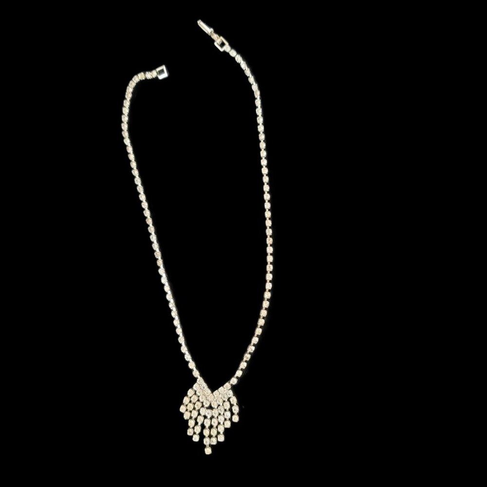 Vintage Art Deco Rhinestone Cascade swag waterfall fringe full crystal chain
